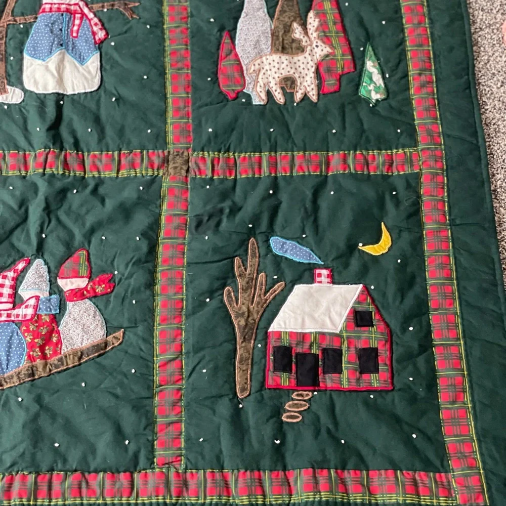 Victorian Heart Company, Inc. Christmas Holiday Hand Stitched Quilt 57” by 46”